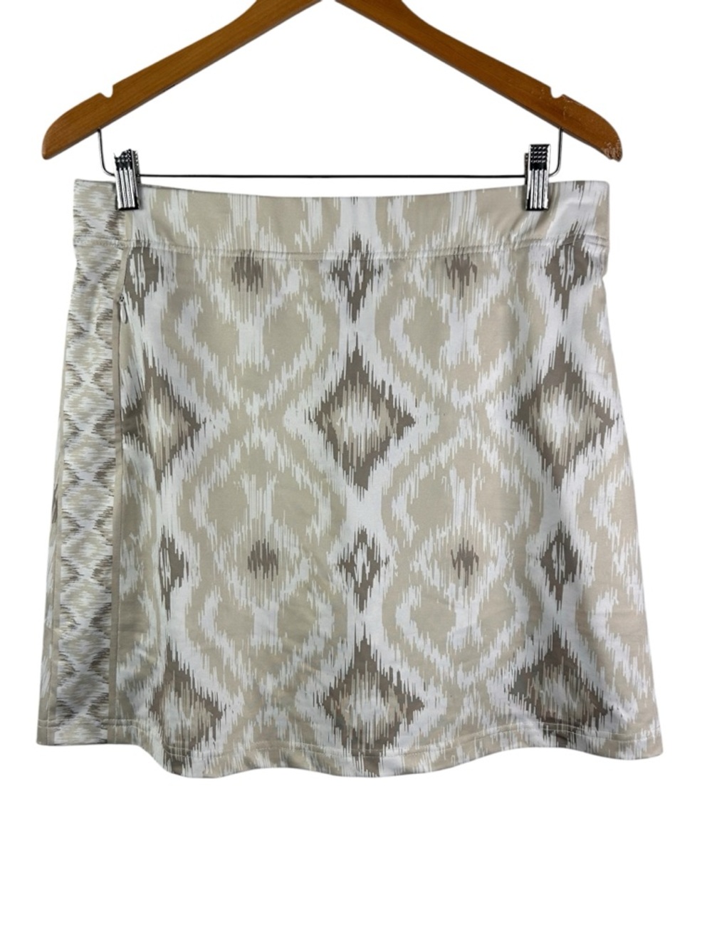 Gretchen Scott Beige Ikat Print A-Line Skirt with shorts